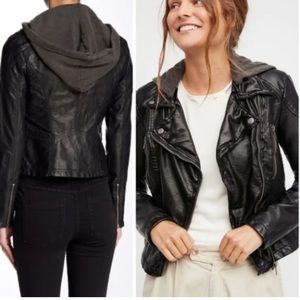 Free People Hooded Vegan Leather Jacket 8